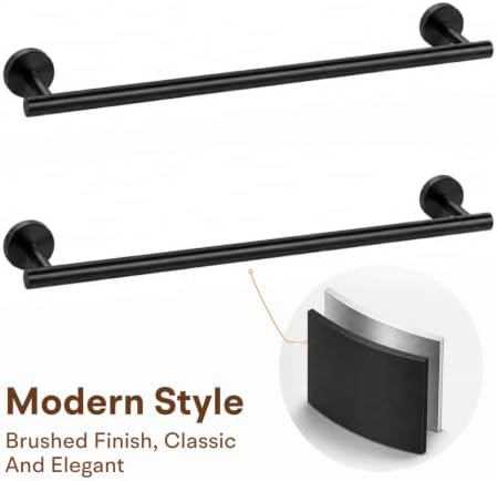16 Inch Matte Black Bathroom Towel Bar, 2 Pieces Towel Racks for Bathroom SUS304 Thicken Stainless Steel Towel Holder - Image 6