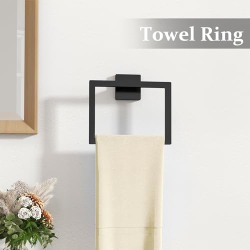 STWWO 10-Piece Matte Black Bathroom Hardware Accessories Set - Image 5