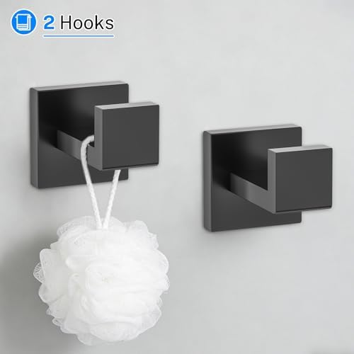 5 Pieces Towel Bar Set Matte Black Bathroom Hardware Accessories Set Stainless Steel Wall Mounted,23.6 Inch Towel Bar - Image 5