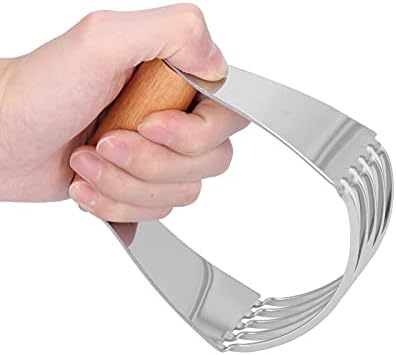 Cocoarm Dough Cutter Stainless Steel Dough Mixer Ergonomic Handle Dough Cutter with 5 Sturdy Blades for Mixing Butter Flour Sugar Baking Accessories Kitchen Accessories (Wood Colour) - Image 4