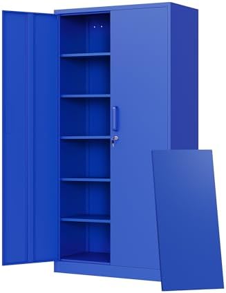 Letaya Metal Garage Storage Cabinets with Lock Door and Adjustable Shelves, Steel Tool Cabinets for Home,Office,Warehouse Organisieren (Blue) by LetayaMetalCabinets