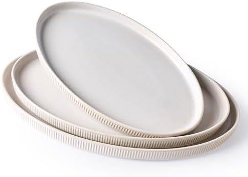 famiware Large Serving Platters Set of 3 Sizes - Oval, Matte White by Famiware