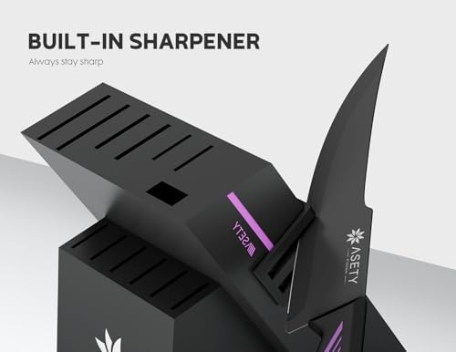 ASETY Knife Set, 15 PCS Kitchen Knife Set with Built-in Sharpener Block - Image 4