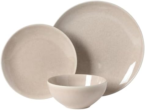 Gibson Elite Castle Peak Plates and Bowls Set, 12-Piece Dinnerware Set, Taupe Reactive Glaze Stoneware Dishes, Dinner Plates, Salad Plates & Cereal Bowls - Image 7