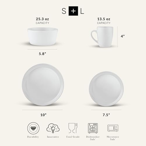 Stone Lain Albie 32-Piece Dinnerware Set Stoneware, White Speckled - Image 2