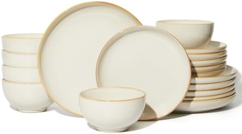Pokini Ceramic Dinnerware Sets for 6, 18pcs Plates and Bowls Sets Dish Set by Pokini