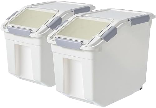 30lb Food Storage Container with Scoop with Handle & Wheels, 2 Pack by jioko