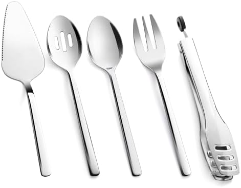 KINGSTONE 5 piece Large Hostess Serving Utensils Set,18/10 Stainless Steel by KINGSTONE