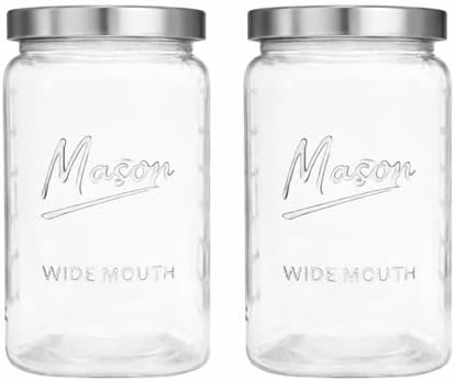 1 Gallon Glass Jars with Lids - Extra Large Mason Jars Wide Mouth with Airtight Metal Screw On Lids - Square Glass Storage Containers with Measurements for Flour, Sugar, Cookies & Pickling, 2 Pack - Image 7