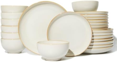 Pokini Ceramic Dinnerware Sets for 8, 24pcs Plates and Bowls Sets Dish Set by Pokini