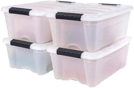 IRIS USA 4-Pack 13 Quart Storage Bins with Lids, Pearl by IRISUSA