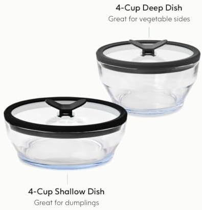 Anyday 4-Piece Medium Glass Food Storage with Lids (Clear Black Sesame) - Image 2