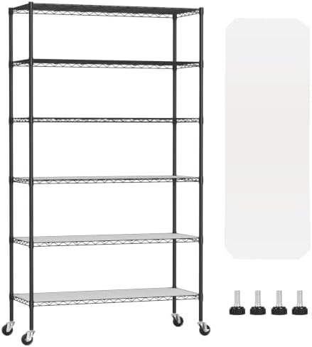 BestOffice | 6-Tier Wire Storage Shelves with PP Shim | 18x45x82 | Black by BestOffice