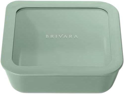 Glass Food Storage Container & Lid, 5-Cup Square, Willow by BrivaraHome