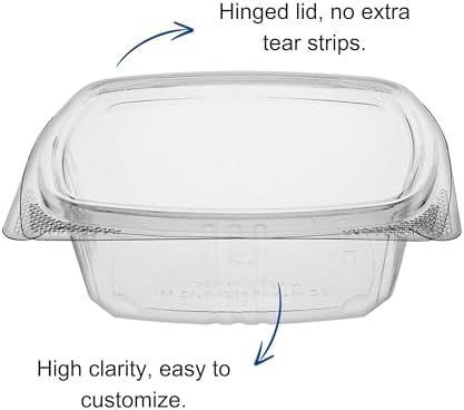 12oz RPET Clear Hinged Lid Deli Container - 200Pcs - Image 4