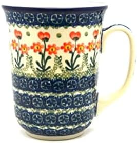 Polish Pottery Mug - 16 oz. Bistro - Peach Spring Daisy by Polish+Pottery+Gallery