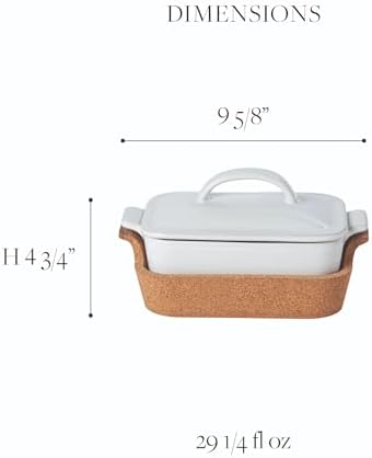 Casafina Ceramic 9.75" x 5.75" Oval Baker with Cork Tray - Ensemble Collection, White | Oven & Microwave Safe Bakeware | Food Safe Glazing | Restaurant Quality Dinnerware - Image 2