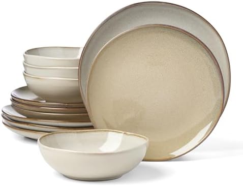 Oneida Organic Shades Oatmeal Stoneware 12-Piece Dinnerware Set for 4 by Oneida