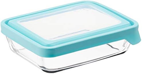 Anchor Hocking TrueSeal Glass Food Storage Containers with Mineral Blue Airtight Lids, 6 Cup Capacity (48 Oz), Rectangle, Pack of 4 - Image 3