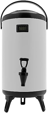 Hot Beverage Dispenser, 12L/3.17Gal Insulated Beverage Dispensers Insulated Thermal Hot and Cold Beverage Dispenser with Spigot & Thermometer Stainless Steel Drink Dispenser for Tea Coffee Milk by LOYALHEARTD