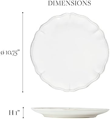 Costa Nova Ceramic Stoneware 11'' Dinner Plate - Alentejo Collection, White | Microwave & Dishwasher Safe Dinnerware | Food Safe Glazing | Restaurant Quality Tableware - Image 2