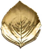 Costa Nova Ceramic Stoneware 9" Hydrangea Leaf - Riviera Collection, Gold | Microwave & Dishwasher Safe Dinnerware | Food Safe Glazing | Restaurant Quality Serveware by CostaNova