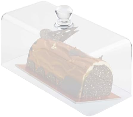TableCraft 11887 Rectangular Cake Dome with Knob Handle, Clear SAN Plastic, Shatter-Resistant Display Cover for Cakes, Pastries, and Sandwiches, 13.5" x 7.7", BPA Free, Dishwasher Safe by TableCraft