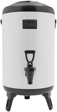 Hot Beverage Dispenser, 10L/2.64Gal Insulated Beverage Dispensers Insulated Thermal Hot and Cold Beverage Dispenser with Spigot & Thermometer Stainless Steel Drink Dispenser for Tea Coffee Milk by LOYALHEARTD