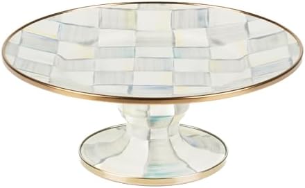 MACKENZIE-CHILDS Pedestal Platter, Mini, Gray-and-White Sterling Check by Unknown