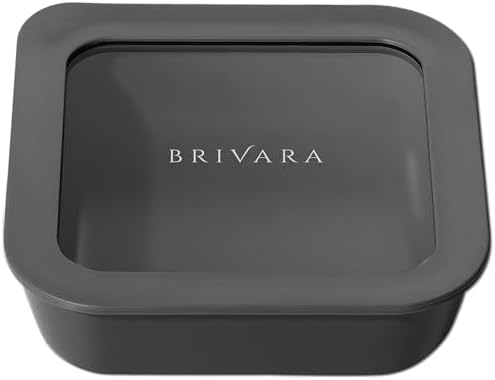 Glass Food Storage Container & Lid, 2.5-Cup Square, Onyx by BrivaraHome
