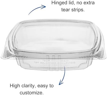 8oz RPET Clear Hinged Lid Deli Container -200Pcs - Image 4