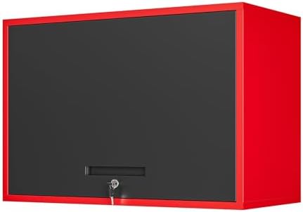 Yizosh Metal Garage Wall Cabinet with Doors and Shelves,Wall Mounted Metal Storage Cabinet, Floating Steel Tool Cabinet for Garage,Basement,Kitchen,Warehouse (Red Black,21.6" H) by Yizosh