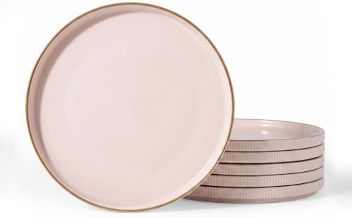 famiware Star 10/8 inches Salad Plates Set for 6, Light Pink by Famiware