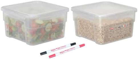 2 Pack 4 QT Airtight Commercial Food Storage Containers, BPA-Free Translucent Polypropylene, Built-In Labeling Area, Stackable for Coffee Beans & Dry Goods, Shallow Model by GATBO