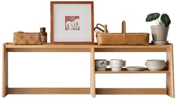 YESWOOD 100% Solid Rubberwood Kitchen Counter Hutch Shelf, Fully Assembled Countertop Organizer Storage Rack, Buffet Hutch Shelf with Trapezoid Structure for Kitchen & Dining Room (Natural, 47.7'') by YESWOOD