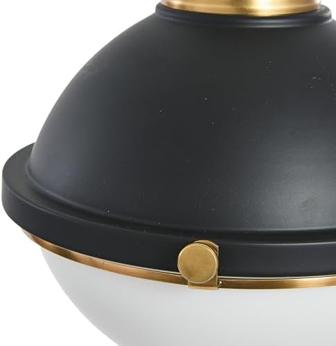 Cameron - 2-Tone Metal and Frosted Glass Ceiling Light, Matte Black and Natural Brass - Image 4