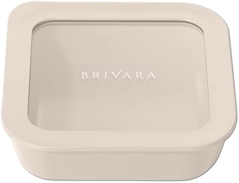 Glass Food Storage Container & Lid, 2.5-Cup Square, Crema by BrivaraHome