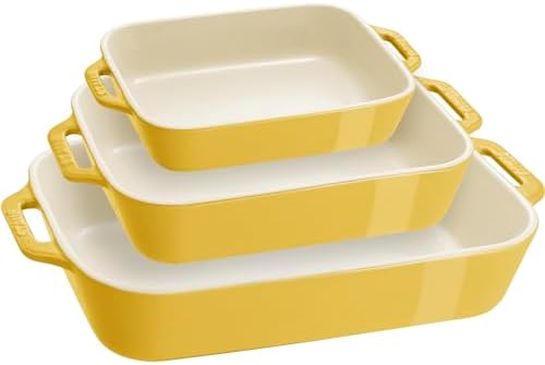 Staub 3-Pc Ceramic Baking Dish Set, Oven Safe Up To 570°F, Yellow by Unknown