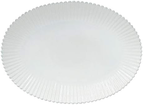 Costa Nova Ceramic Stoneware 20'' Oval Platter - Pearl Collection, White | Microwave, Dishwasher, Oven & Freezer Safe Dinnerware | Food Safe Glazing | Restaurant Quality Serveware by CostaNova
