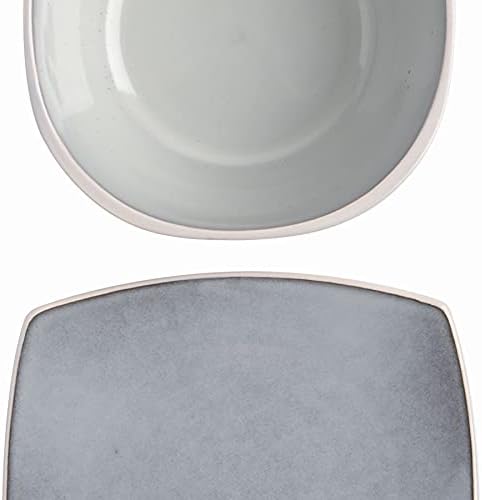 Gibson Elite Soho Lounge Square Reactive Glaze Stoneware Dinnerware Set, Service for 4 (16pc), Light Gray - Image 4