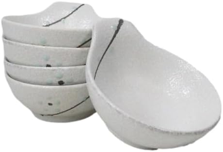 Ebros Gift Modern Yukino Hana Snow Flowers Ceramic Dinnerware Serveware Kitchenware Set Oriental Asian Restaurant Supply (Pack of 5 Soup Appetizer Dessert Sauce Shallow Bowls With Handle 5oz) by EbrosGift