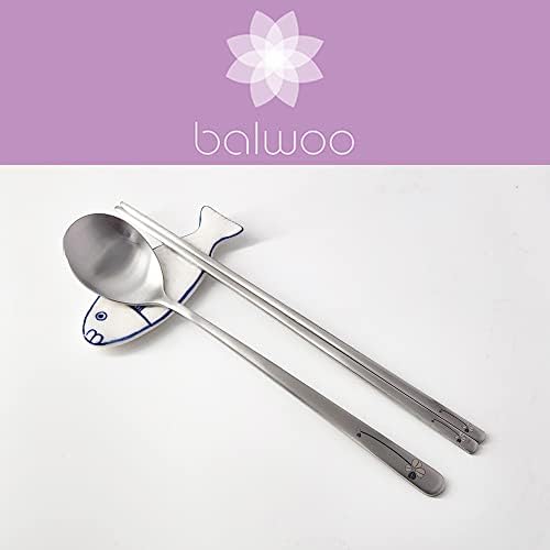[5 Sets] [Made in Korea] Korean Sticky Rice Spoon Chopsticks Set Gold Titanium Plating 304 Stainless Steel Tableware Cutlery Set Mukbang Chopsticks (Four-leaf Clover, 5 Sets) - Image 3