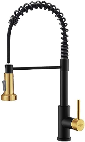 GIMILI Kitchen Faucet with Pull Down Sprayer Black and Gold by MoreChoicesForYourDreamHome