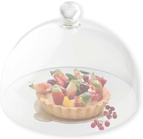 TableCraft 11884 Round Cake Dome with Knob Handle, Clear SAN Plastic, Shatter-Resistant Display Cover for Cakes, Pastries, and Sandwiches, 12" Diameter, BPA Free, Dishwasher Safe by TableCraft