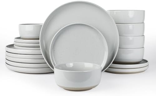 Famiware Milkyway 18-Piece Stoneware Dinnerware Set, Light Gray by Famiware