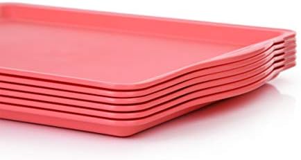 Mintra Home Large Unbreakable Plastic Rectangular Serving Tray/Platter with Handle 14in, Salmon, (Heavy Duty,Large Capacity Great for Kitchen, Wedding, Restaurant Indoor or Outdoor Picnic Camping by Mintra