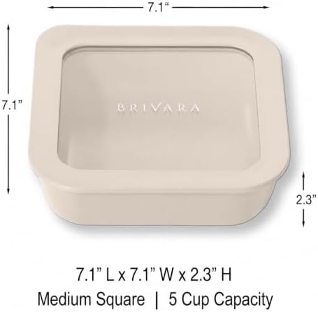 Glass Food Storage Container & Lid, 5-Cup Square, Crema - Image 2