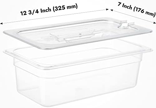 CURTA 6 Pack NSF Notched Food Pan Cover, 1/3 Size Clear Polycarbonate Lid with Handle for Commercial Food Pan, Dishwasher & Freezer Safe Plastic Clear - Image 2