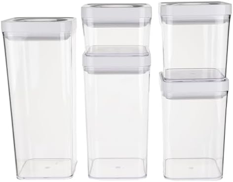 Amazon Basics Airtight Food Storage Containers, BPA Free, Dishwasher Safe, with Twist/Turn Lids, for Kitchen Pantry Organization, Square Set, Clear Plastic, 10-Piece (Pack of 2) - Image 2