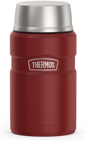 THERMOS Stainless King Food Jar with Bowl, 24oz, Matte Red by Thermos